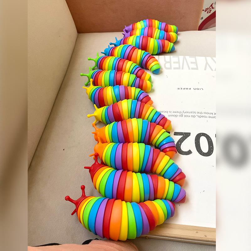 3D Slug Fidget Toy Colorful Slug Snail Toy Articulated Flexible All Ages Relief Anti-Anxiety Sensory Toys For Children