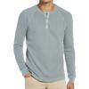 Men S Long Sleeve Waffle Knit Round Neck T Shirt Basic Top