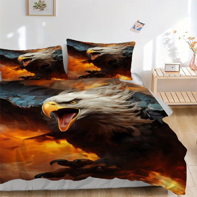

3pcs Eagle, Fire Duvet Cover Set -Includes 1 Duvet Cover and 2 Pillowcases, No Quilt Core, All-Season Home Decor yy251111150 135x200cm