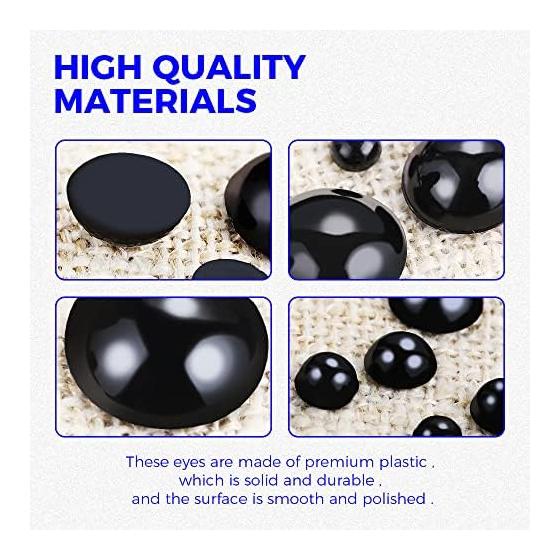 760 Pieces Stuffed Animal Eyes Black Eyes Animal Doll Toy Eye Eyes Teddy Bear Doll Making Plastic Adhesive Type Handicraft Parts DIY 3mm 4mm 5mm 6mm