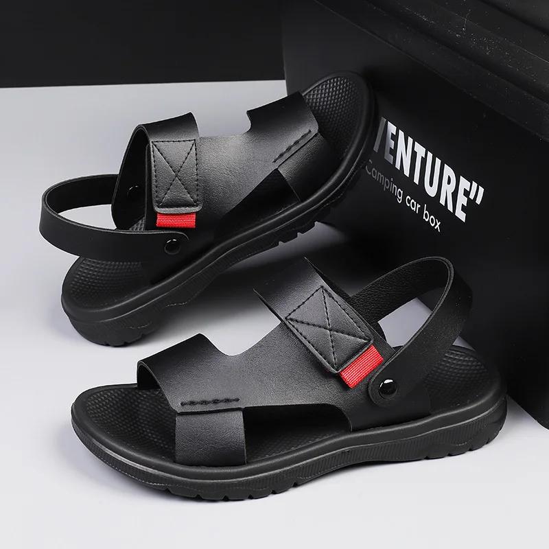 Summer Outdoor Sandals for Men Casual Sport Slippers PU Leather Non-slip Breathable Roman Shoes Beach Flip-Flop Garden Shoes2025