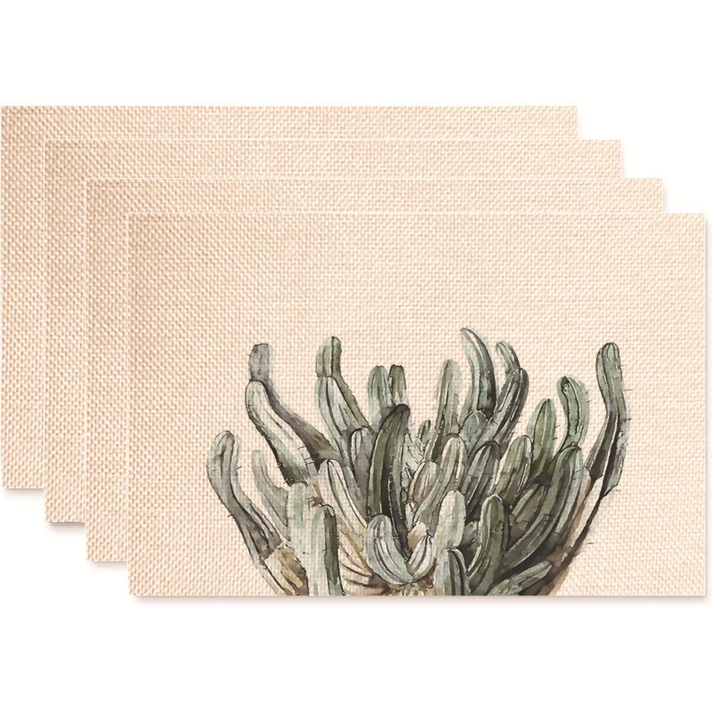 Monstera Design Linen Placemat Heat Resistant Dining Table Mats for Plant Lovers Horticultural Theme Tableware Mats Daily Use