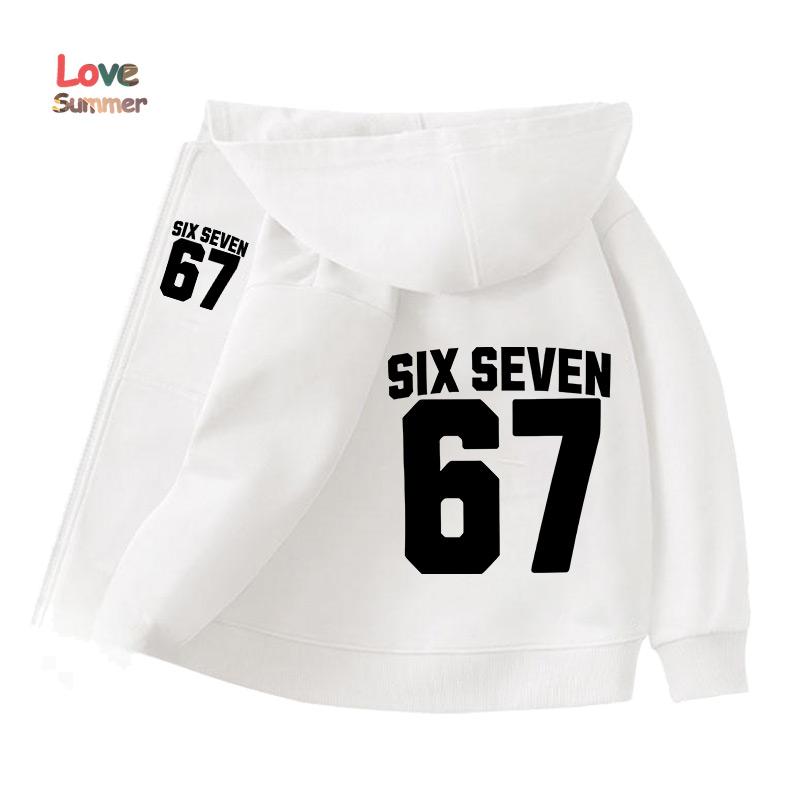 67 Jacket Zip Up Hoodie Unisex Six Seven Italian Brainrot Harajuku Hooded Spring Autumn Casual Thin Top Coat Kid Clothing Gift