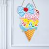 Summer Slippers Hanging Sign Flip Flop Shape Welcome Door Sign Rustic Watermelon Ice Cream Wooden Wreath for Farmhouse Front Door Patio Balcony Wall