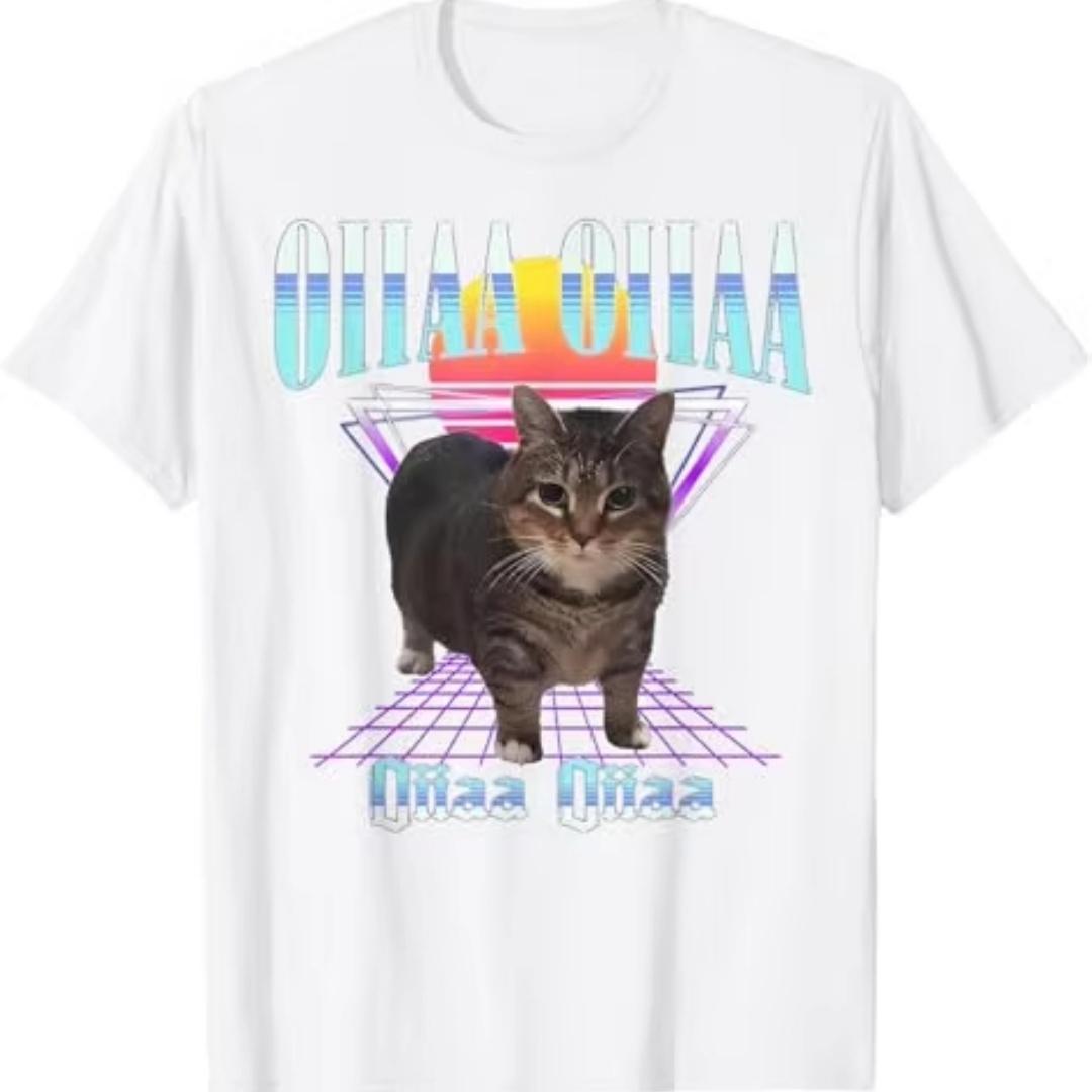 Oiia Oiia Cat Meme Funny Spinning Cat Novelty Gift TShirt for Unisex and Women Funny Cat Lover Saying Short Sleeve Graphic TShirt S