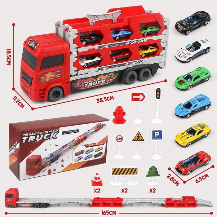 Joyreal Vehicle Toy - Construction Vehicle Set with Carrier & 6 Mini Cars, Ages 3-6