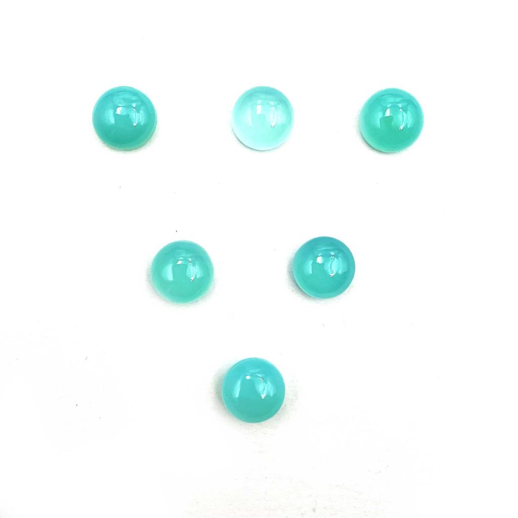 Natural Aqua Chalcedony Round Cabochon Loose Gemstone Lot 11 Pcs 9 MM 30 CT For Jewelry Making