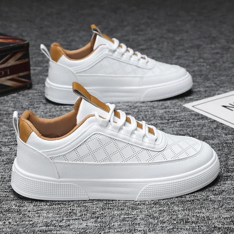 

Fashion 2025 Summer New Breathable Thin Men s White Shoes Student Korean Trendy Versatile Sports Casual Shoes EVA Sole RUBBER Upper 43 коричневый