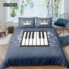 Piano Keys King Queen Duvet Cover 3D Cartoon Musical Notes Bedding Set for Kids Teens Adult Fashion Music Polyester Quilt Cover