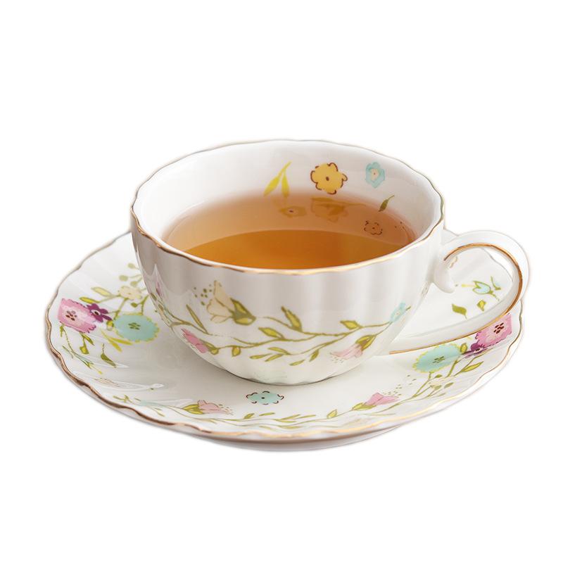 Nordic Ceramic Coffee Mug Afternoon Tea English Pumpkin Cup Set Handmade Floral Mug with Floral Patterns Black Tea Cup