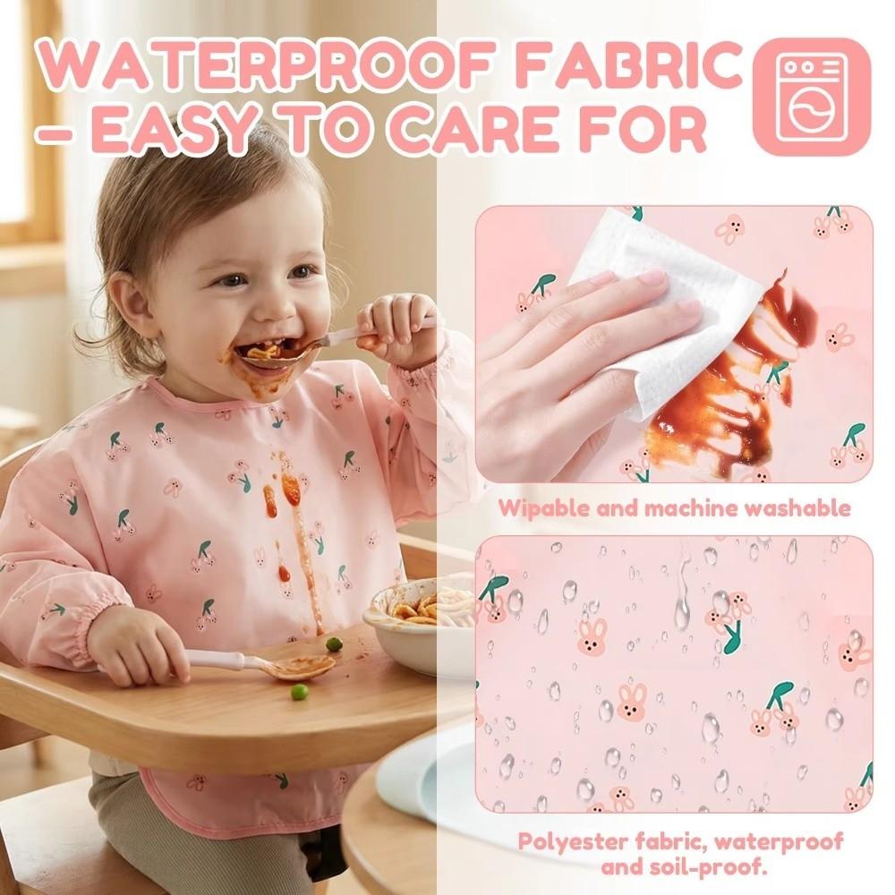 Long Sleeve Baby Bibs Waterproof Kids Art Smock New Full Sleeve Bibs Baby Feeding