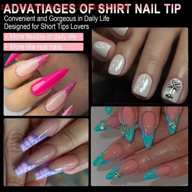 550pcs Semi-matte Fake Nails NO Polishing Press On False Nails Medium Short Design Nail Tips Salon Home DIY Fake Nail Extension