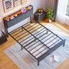 140x200cm Bed Frame with LED Lights, Storage Headboard with USB Charging, Heavy Duty Metal Slat Support, Noise-free, Assembly, No Box Spring Required