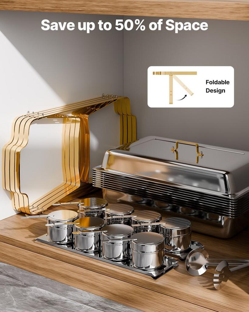 8 Quart 4er-Pack Rechteckige Chafing Dish Buffet-Set Vollformat-Pfanne Edelstahl