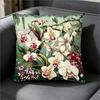 Orchid Flower Print Throw Pillow Cover, Vintage Floral Art Decorative Cushion Case For Sofa Bedroom