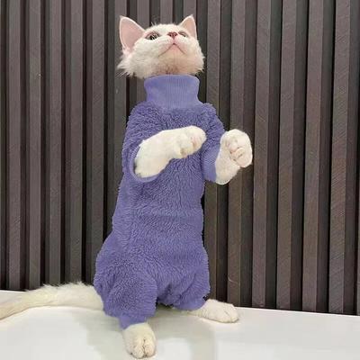 Evcil hayvan giysileri kalınlaşmış mide koruma dört bacaklı kedi giysileri sonbahar kış çift taraflı polar evcil hayvan malzemeleri evcil hayvan aksesuarları