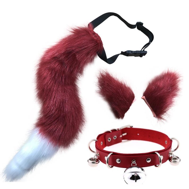 Simulated Plush Animal Ear Halloween Set Animal Tail Jewelry Cos Fox Ear Hair Clip Diffuse Exhibition Props Accessories