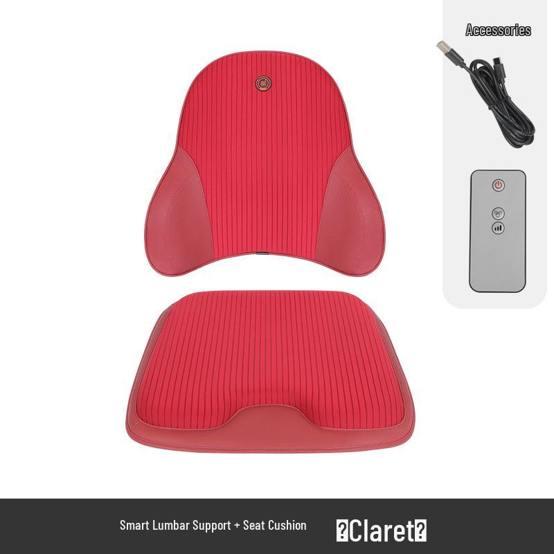 Electric Massage Lumbar Support Pillow - Memory Foam Car Seat Cushion with Remote Control.