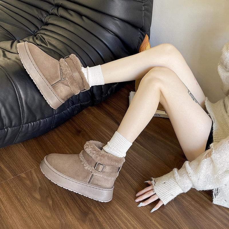 

Плюшевые зимние сапоги женские 2025 зима новые плюшевые утолщенные большого размера короткие хлопковые сапоги с отворотом Северо-восток теплые хлопковые ботинки 42