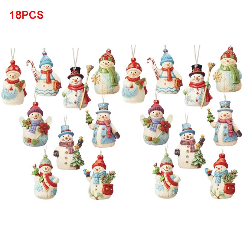 

9/18 шт. Подвеска в виде рождественской елки, деревянная статуэтка снеговика с веревкой, декоративная подвеска в виде рождественской елки, подарок на праздничную вечеринку