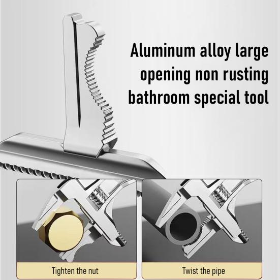 Regulowany Klucz do Rur z Szerokim Szczęką Krótka Rączka Szerokie Otwarcie Instalacja Rur Wodnych Zlewu Kuchennego Łazienkowego Naprawa Kranu Klucz ze Stopu Aluminium