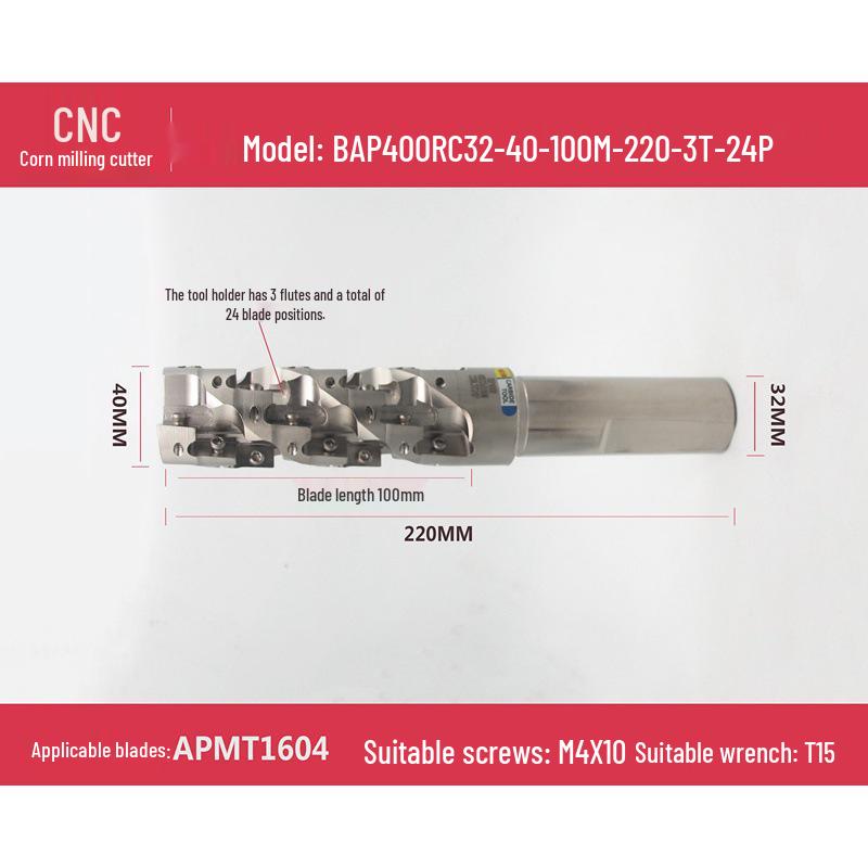 CNC Corn Cob Roughing End Mill with Extended Shank
