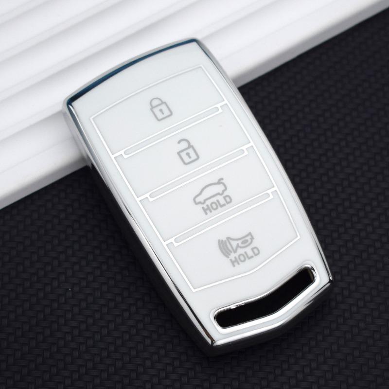 4 Buttons Soft Tpu Car Smart Key Case Cover For Hyundai Genesis G70 G80 Eq900 G90 Auto Key Fob Shell Protector Accessories