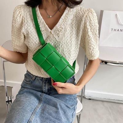 Women's Bag, New Tofu Small Square Bag, Trendy Mini Woven Bag, Shoulder Bag, Crossbody Waist Bag, Chest Bag