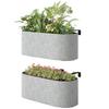 Set of 2 Hanging Flower Pots, Planters with Drainage System, Hole, Hooks, 42 x 16 x 15 cm, Light Gray