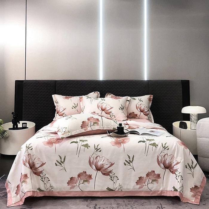 Piumone Estivo Sottile 4 pezzi Tessili per la Casa Lusso Leggero Coperta Estiva Fresca Taglia Queen Piumone per Aria Condizionata Set Lenzuolo Federe