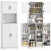 Country Style Tall Kitchen Cabinet 2 Cupboards And 8 Spice Racks 60x40x181.5 Cm White