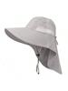 Wide Brim Sun Hat With Neck Flap UV Protection Unisex Bucket Hat For Outdoor Hiking Fishing