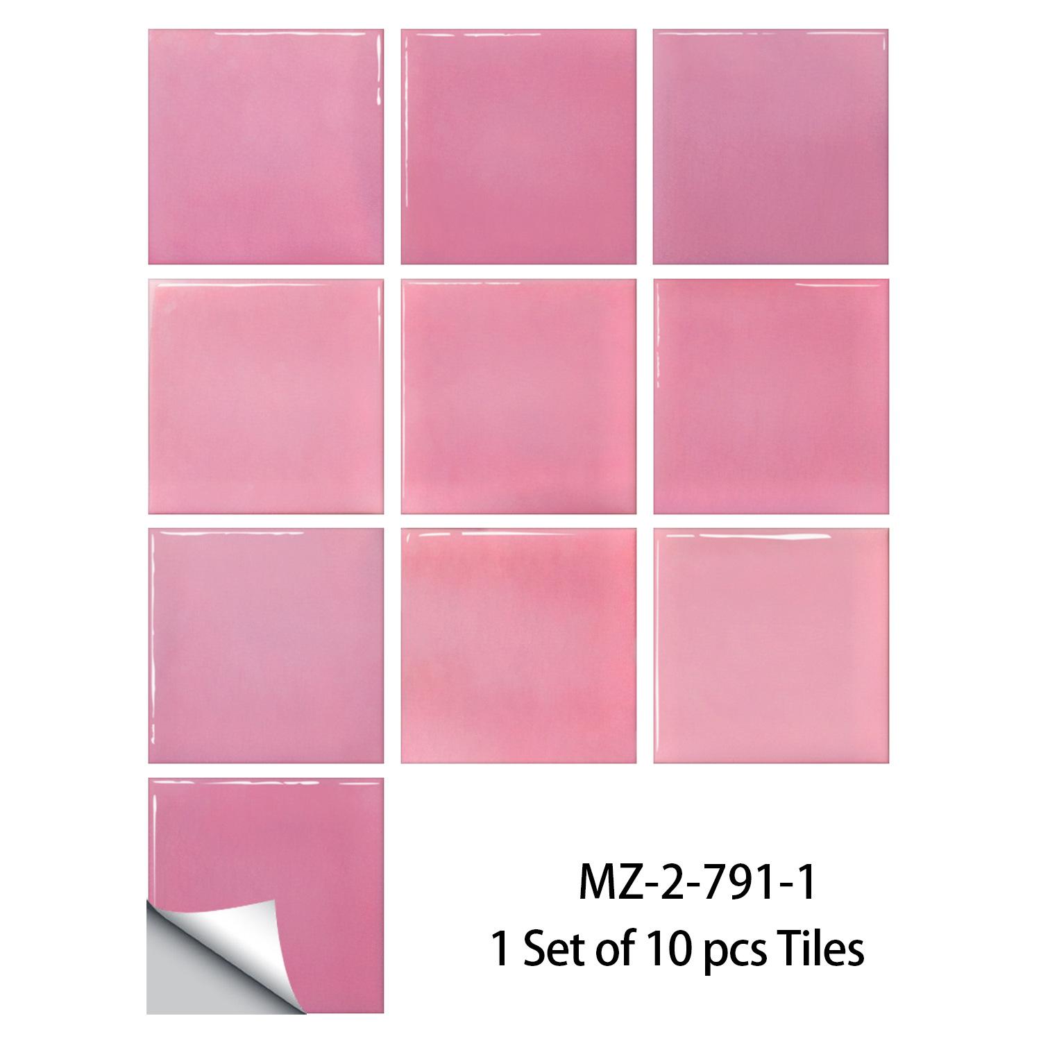 

10Pcs Modern Macaron Color Tile Stickers - Waterproof Self-Adhesive PVC Wall Decals - Glossy Crystal Surface Mural for Kitchen Bathroom DIY Decor 10cm×10cm×10pcs