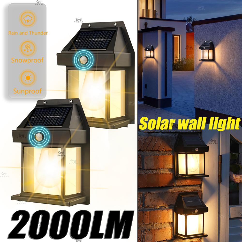 Vintage Solar Lights Outdoor Waterproof Solar LED Outdoor Lighting Warm Christmas Lights Outdoor Solar Lamp with Motion Sensor