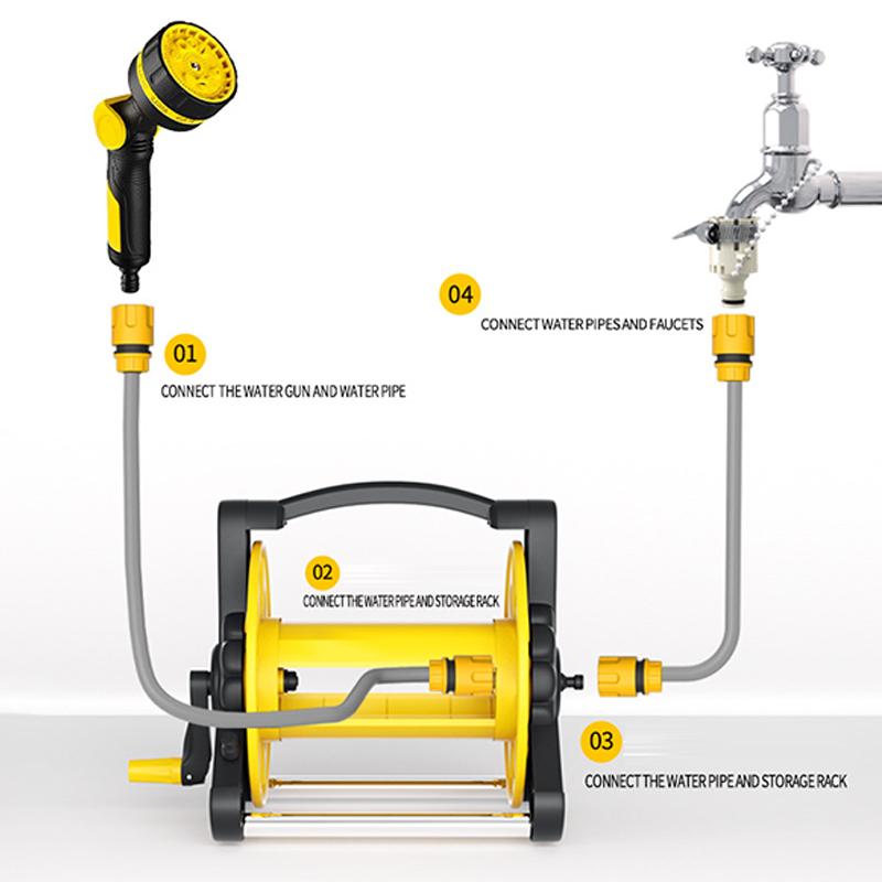 Diy Hose Reel Portable Water Pipe Storage Rack Single Arm Pipe Coiler Garden Hose Reel Abs Water Hose Holder Outside Lawn Yard