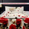 Red White Rose Floral Bedding Set Romantic 3D Print Duvet Cover Pillowcase Breathable Wrinkle-Free For Valentine Bedroom Decor