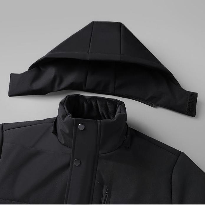 Thickened Fleece-Lined Men's Cotton Coat Hooded Jacket Versatile Casual  -20° Warm Cotton-Padded Coat for Middle-Aged