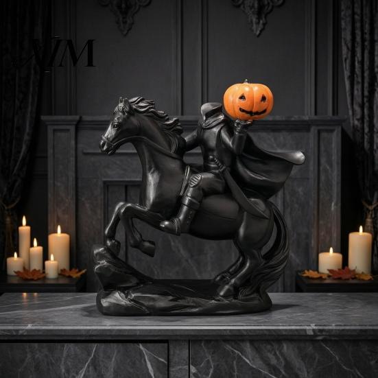 Kopfloser Reiter Statue Statue, Halloween Thema Vintage Bronze Harz Figur, Horror Sammlerstücke Gotisches Tischplatten Ornament für Saisonales Zuhause