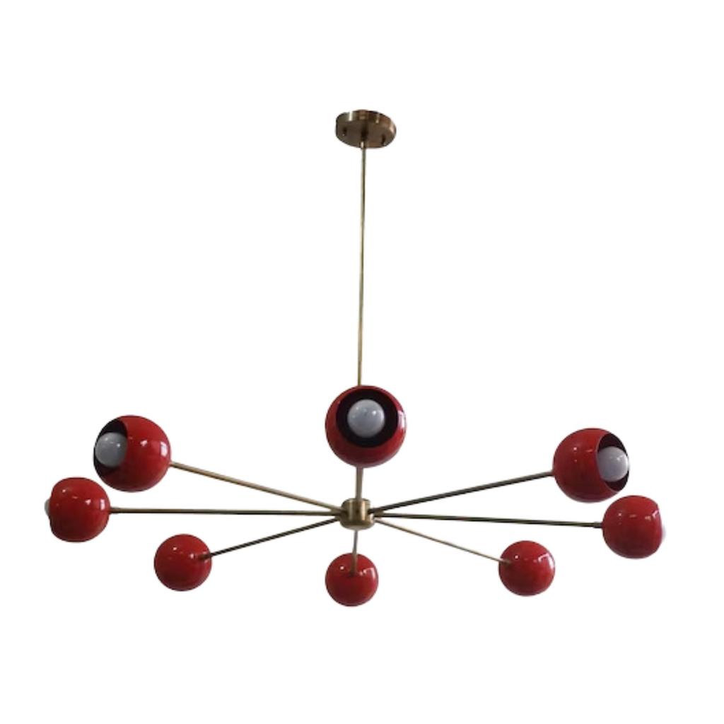 Lustre moderne à 8 lumières en laiton brut, luminaire de plafond, luminaire italien