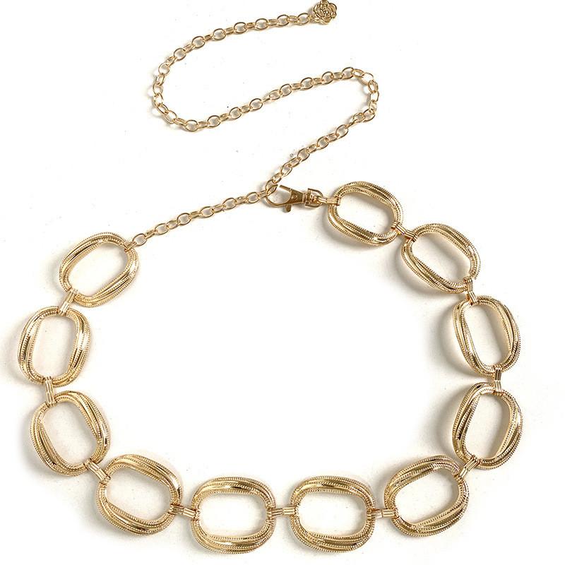 Chain Fashion Waist For Women With Metal Geometric Pattern And Classic Style