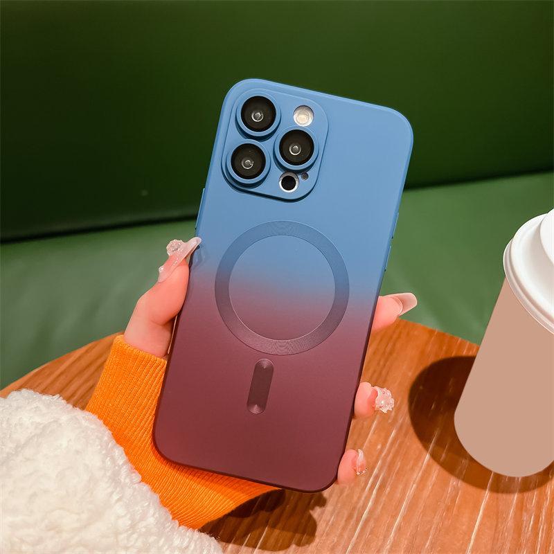 Verlaufende Matte Flüssigsilikon Kabellose Ladehülle Für iPhone 14 13 12 11 Pro Max 14 Plus Weiche Magnetische Silikon Bumper Abdeckung