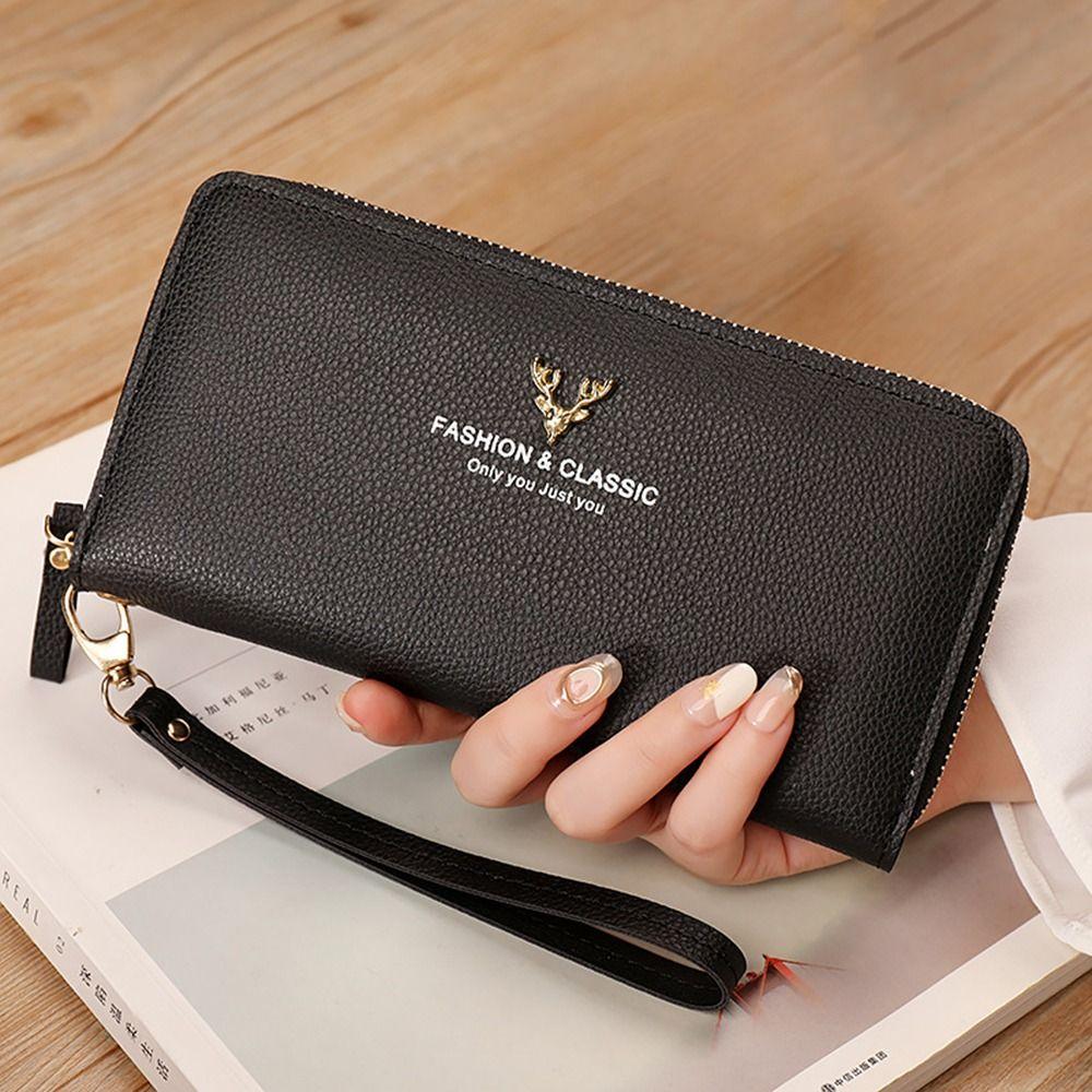 Multifunctional Zipper Long Wallet Large Capacity Leather Card Bag Coin Purse Women