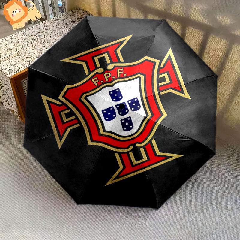1 PC Automatic Folding Umbrella - Portugal National Football Logo Pattern, Portable & Foldable Design with 8 Ribs, Christmas Birthday Gifts
