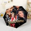 Elvis Customize Text Umbrella Compact Travel Automatic Umbrella with 8-Rib Compact Design for Outdoor Daily Use Stylish Accessory Spiritual Gift