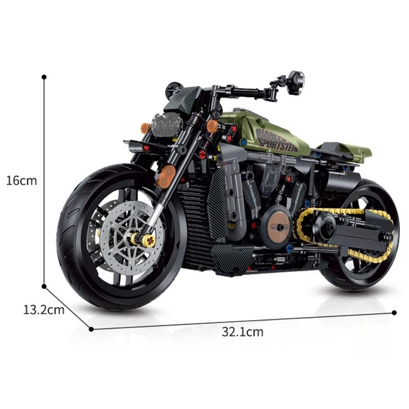 1/8 MOC Building Blocks Motorbike Model City Racing Vehicle Technical Bricks Birthday Gifts Toys for Kids Boys Children 634pcs