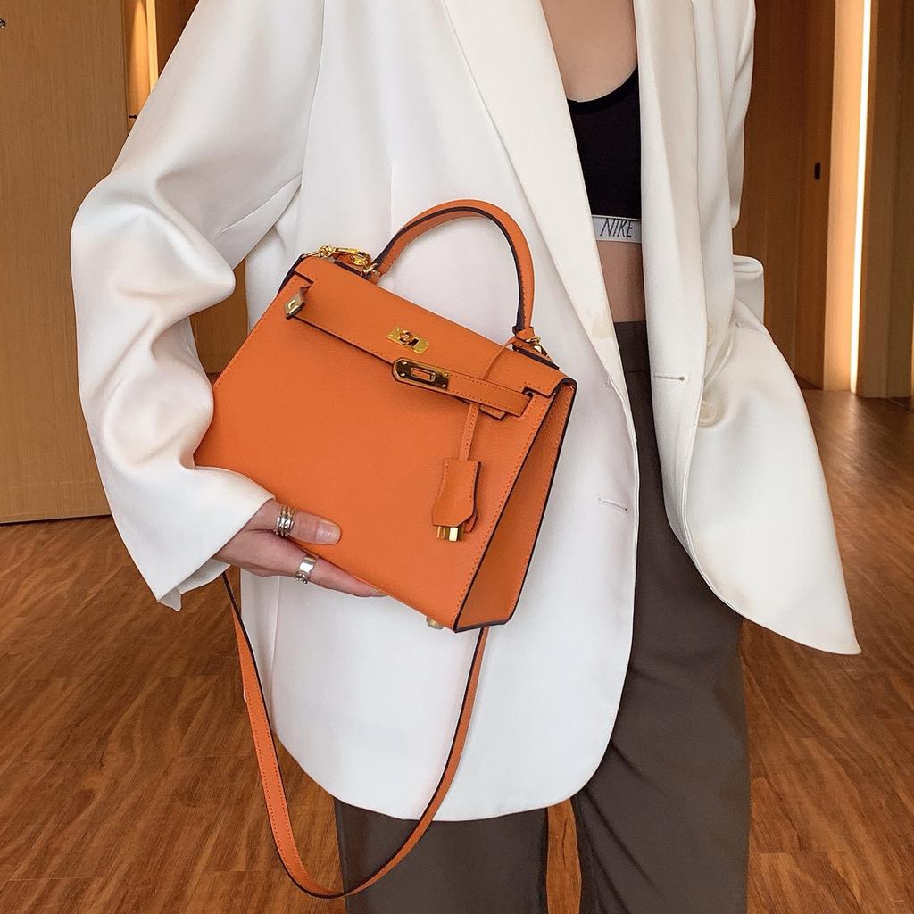 Palmprint genuine leather second-generation single-shoulder women's bag crossbody ins handbag with contrasting color design