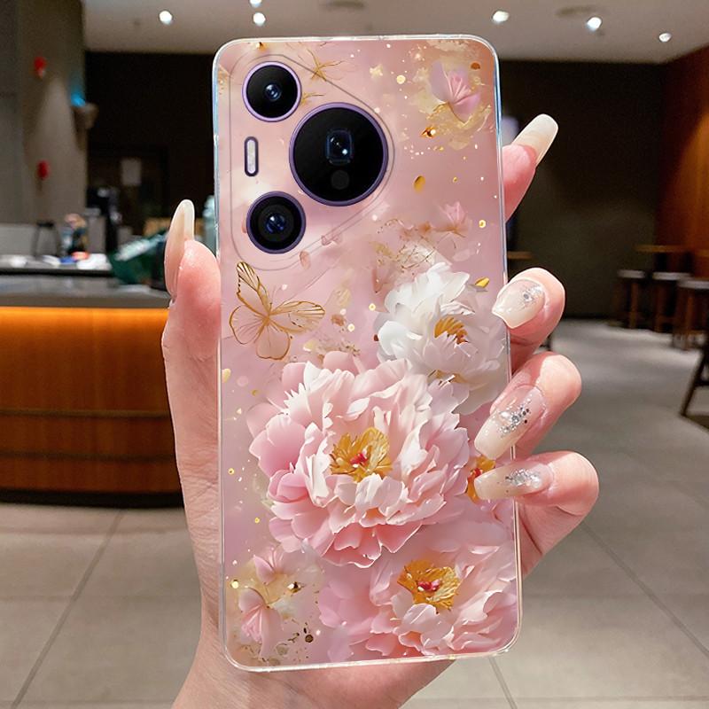 Phone Case For Huawei Pura 70 Pro Plus 70Pro+ 5G Simplicity Luxury Butterfly Flowers Transparent Casing Soft Silicone Back Cover