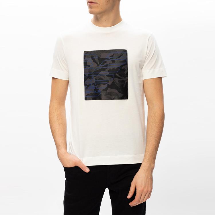 Emporio Armani Logo Print Solid Color Crew Neck T-Shirt Men tops White 3K1TM7-1JDXZ-0101