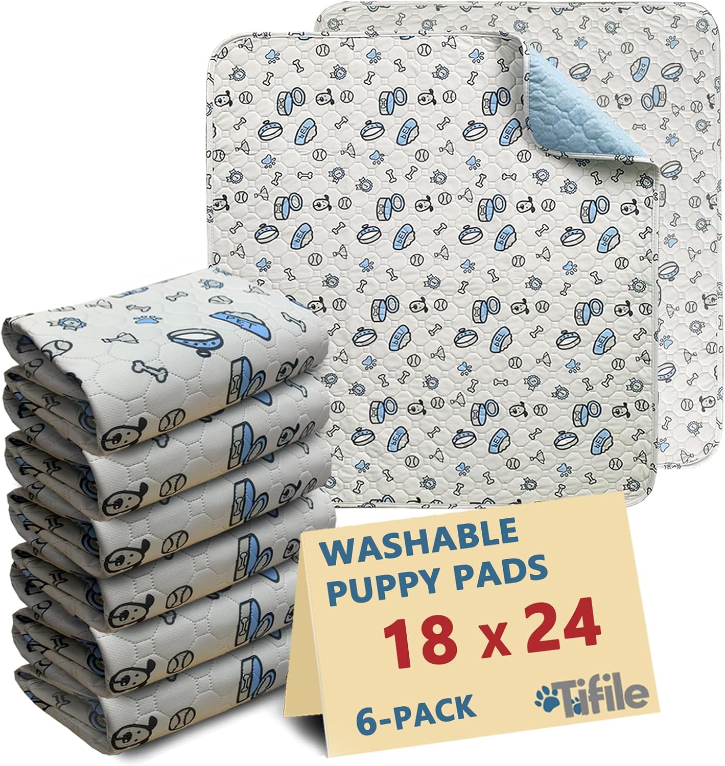 

Washable Pee for Dogs, 2 Pack Reusable Puppy Pads, Absorbent Whelping Pads with Bone ірис кольору