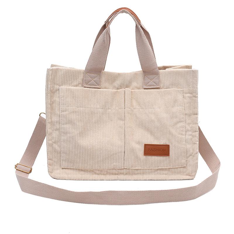 

Corduroy large capacity fashion handbag casual Korean version portable messenger bag commuter bag popular tote bag women хакі